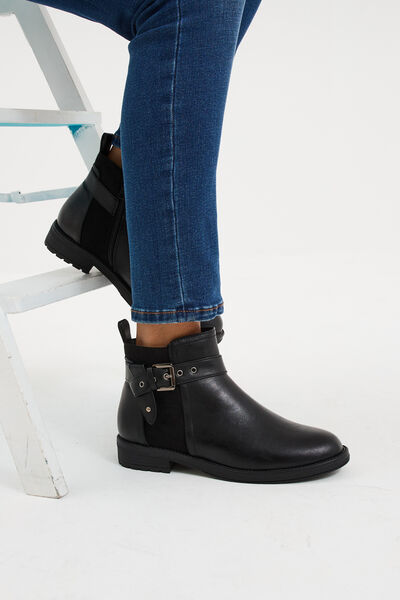 Bottines avec boucles et talons noir femme
