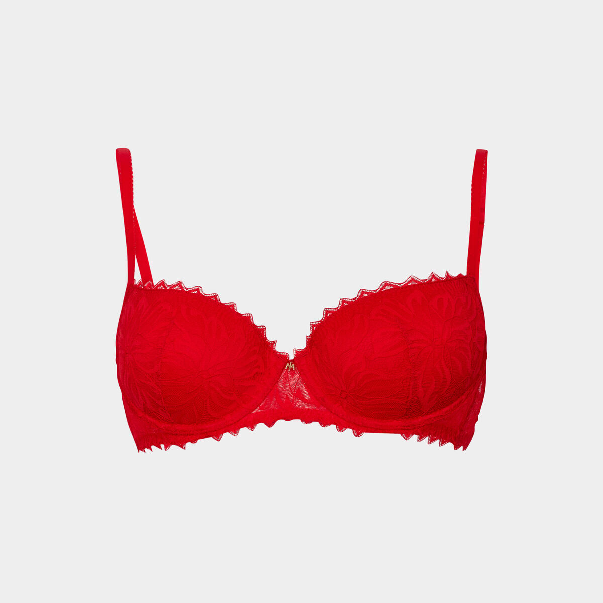 Soutien-gorge corbeille padd&eacute; dentelle rouge femme