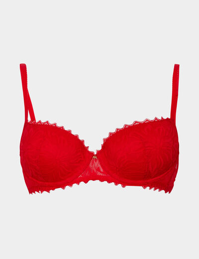 Soutien-gorge corbeille padd&eacute; dentelle rouge femme