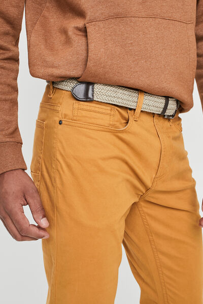 Pantalon droit avec ceinture jaune moutarde homme