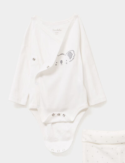 Ensemble 2 pièces coton blanc bébé garçon