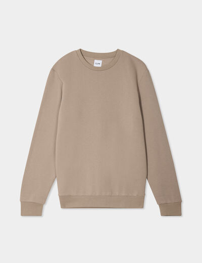 Sweat molleton col rond taupe homme