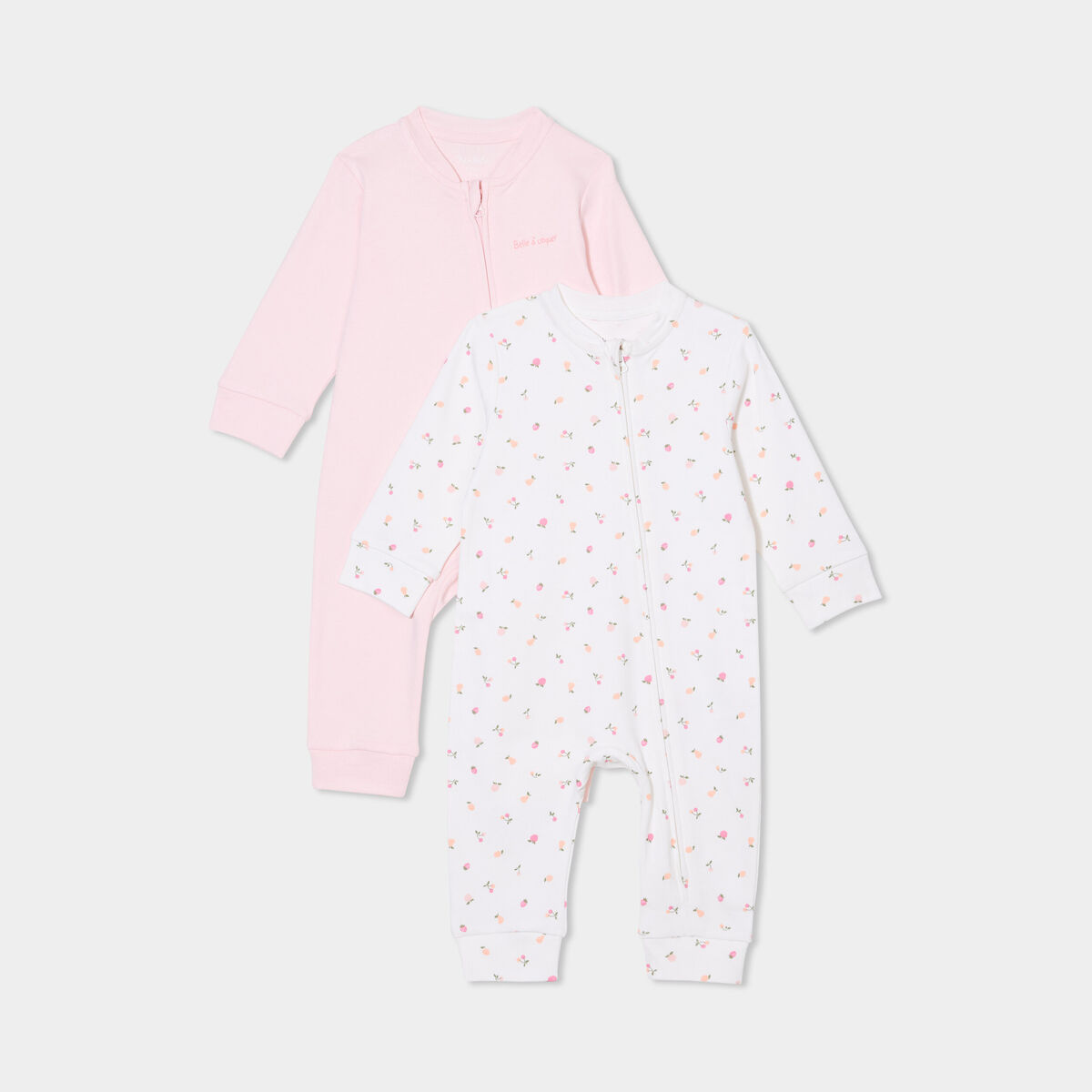 Lot 2 dors-bien coton zippés ecru bébé fille