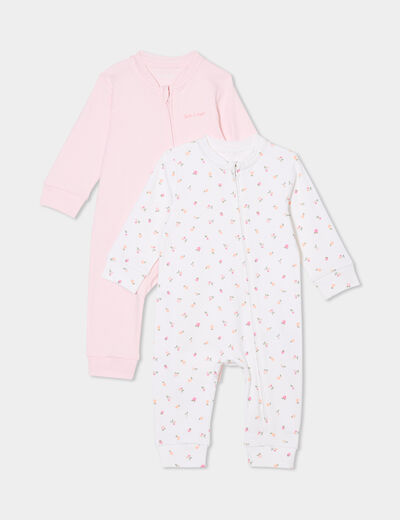 Lot 2 dors-bien coton zippés ecru bébé fille