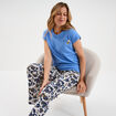 Ensemble pyjama col rond 2 pièces fluide blanc femme