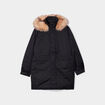 Parka &agrave; capuche bordure fausse fourrure noir femme grande taille