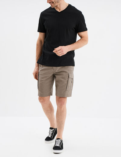 Bermuda cargo en lin mélangé gris homme
