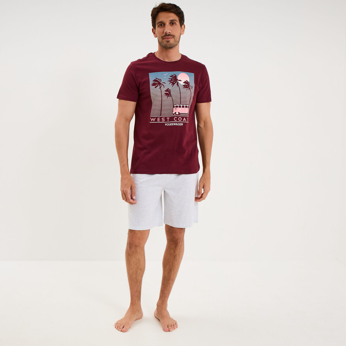 Ensemble pyjama short t-shirt Volkswagen bordeaux homme