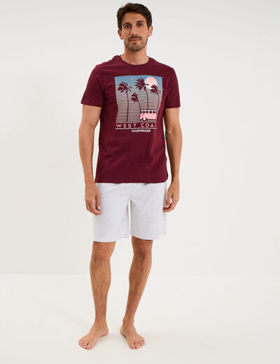 Ensemble pyjama short t-shirt Volkswagen bordeaux homme