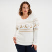 Pull de No&euml;l manches longues ivoire femme grande taille