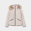 Doudoune courte cintrée à capuche beige femme