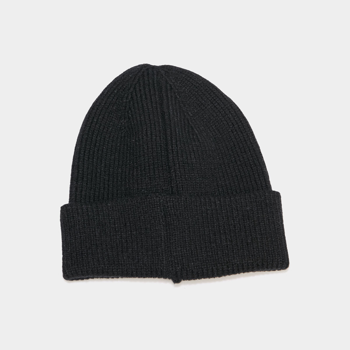 Bonnet avec bord &agrave; revers tricot&eacute; noir homme