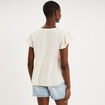Blouse brod&eacute;e manches volants coton creme femme