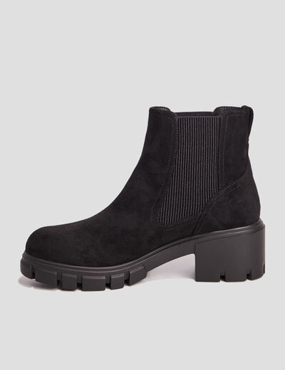 Bottines chelsea talons crantés noir femme