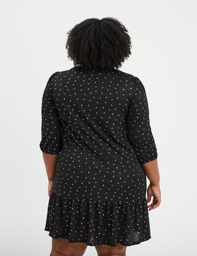 Robe évasée manches 3/4 noir femme grande taille