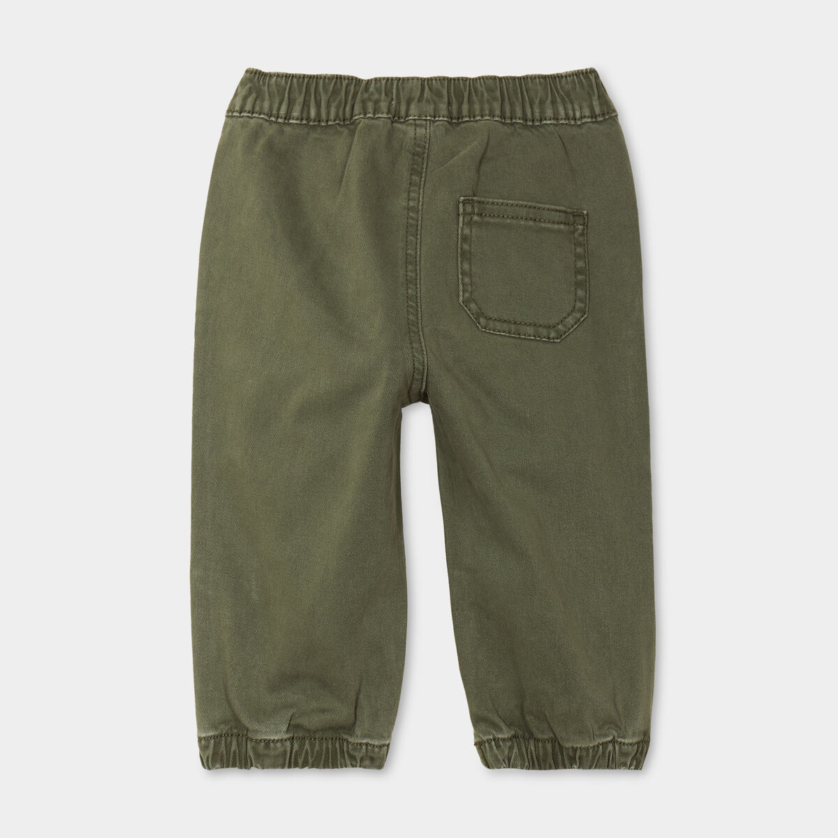 Pantalon jogger bas &eacute;lastiqu&eacute; coton vert kaki b&eacute;b&eacute; gar&ccedil;on