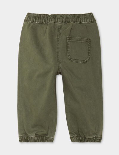 Pantalon jogger bas élastiqué coton vert kaki bébé garçon