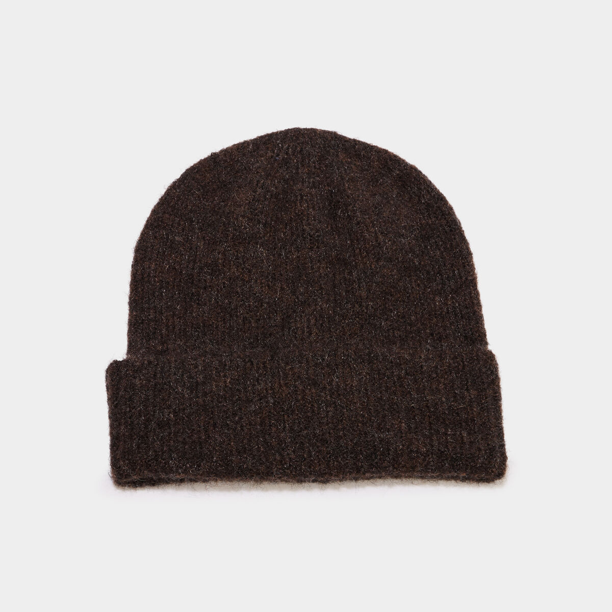 Bonnet maille c&ocirc;tel&eacute;e marron fonc&eacute; femme