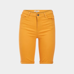 Bermuda slim 5 poches jaune moutarde femme