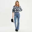 Jeans taille haute flare &agrave; ponts denim double stone femme