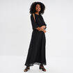 Robe midi manches 3/4 fendues noir femme