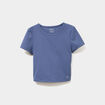 T-shirt de sport court ajust&eacute; bleu fonc&eacute; femme