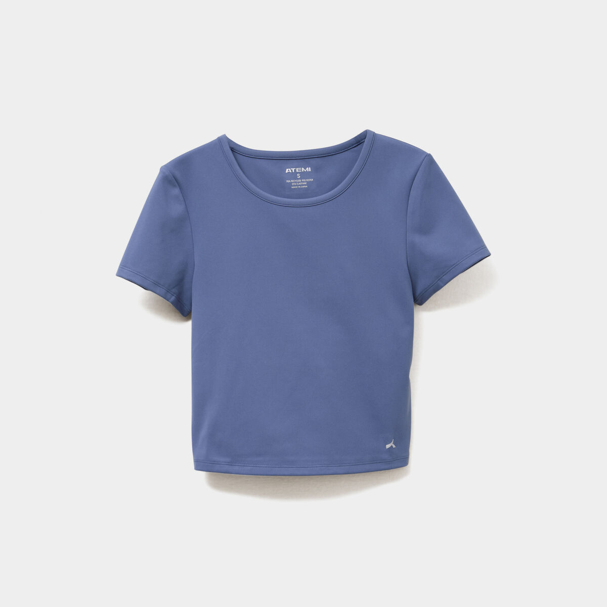 T-shirt de sport court ajust&eacute; bleu fonc&eacute; femme