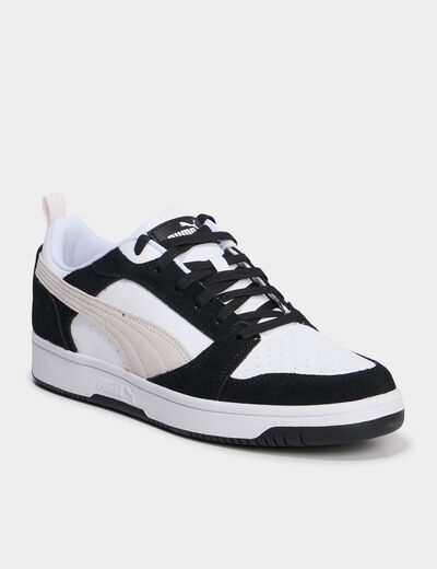 Tennis basses à lacets en cuir Puma noir homme