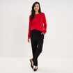 Pantalon carotte taille &eacute;lastiqu&eacute;e noir femme