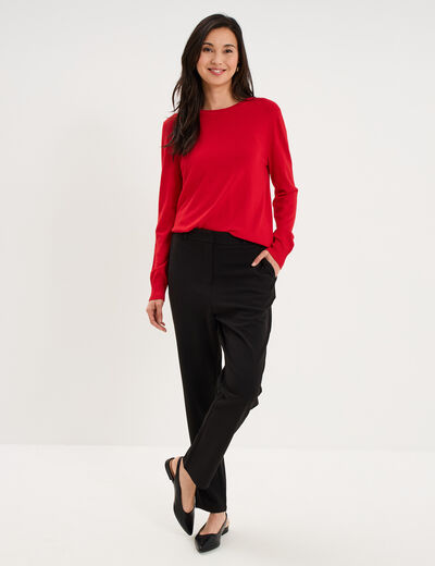 Pantalon carotte taille &eacute;lastiqu&eacute;e noir femme