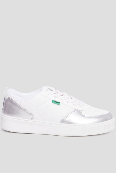 Tennis basses à lacets Kickers Style gris argent femme