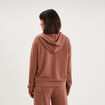 Sweat hoodie manches longues &agrave; capuche marron femme