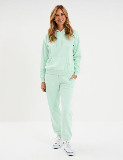 Sweat hoodie molleton &agrave; capuche vert clair femme
