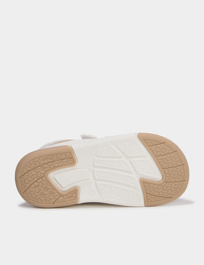 Baskets barefoot &agrave; scratchs creme fille