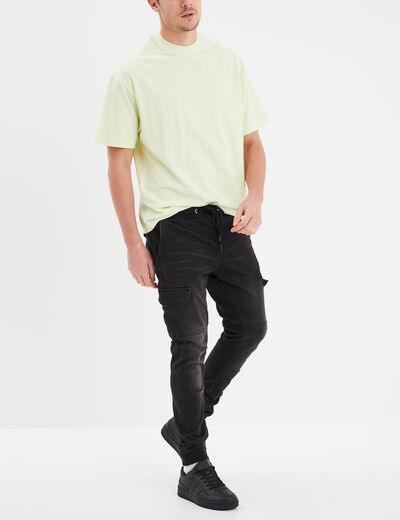 Pantalon skinny stretch 2 poches côtés noir homme