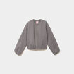 Veste courte bomb&eacute;e oversize gris femme