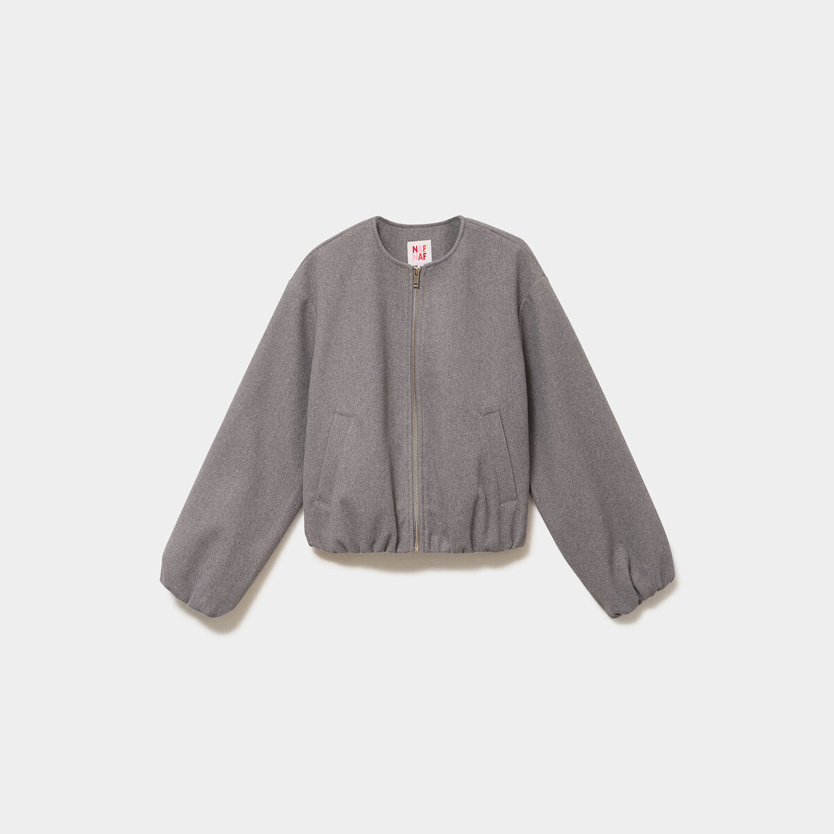 Veste courte bomb&eacute;e oversize gris femme