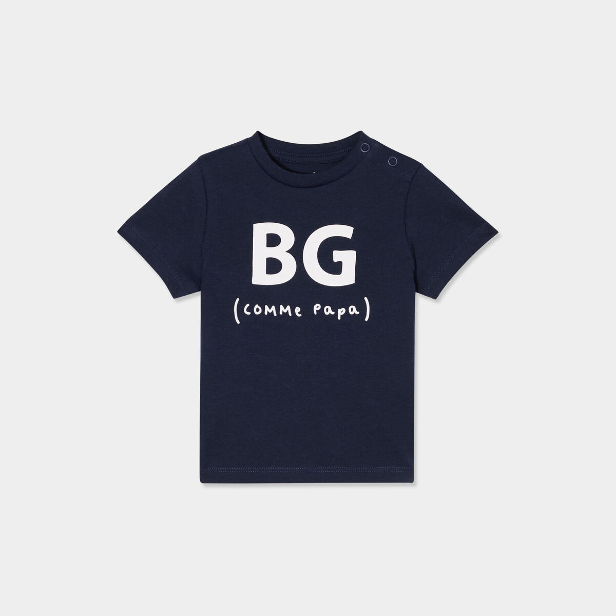 T-shirt col rond manches courtes coton bleu marine b&eacute;b&eacute; gar&ccedil;on
