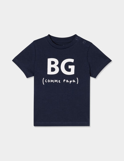 T-shirt col rond manches courtes coton bleu marine bébé garçon