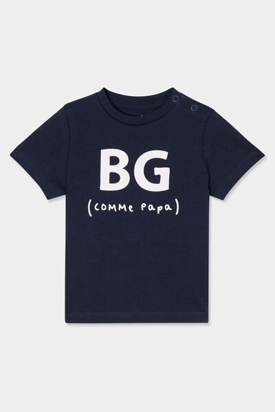 T-shirt col rond manches courtes coton bleu marine b&eacute;b&eacute; gar&ccedil;on