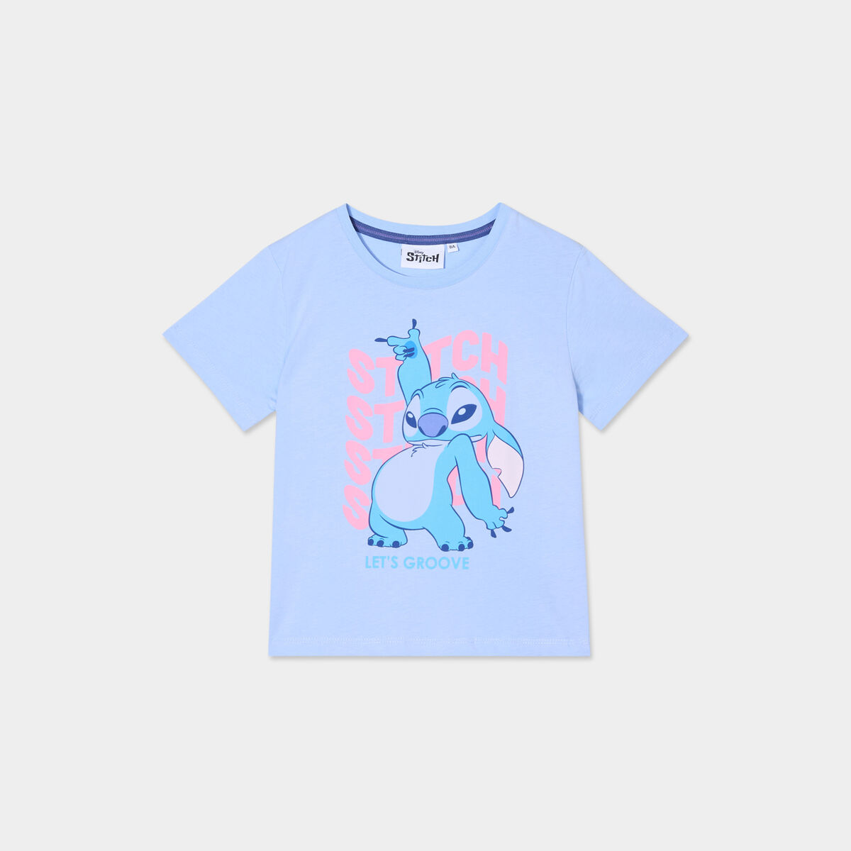 T-shirt manches courtes coton Stitch bleu fille