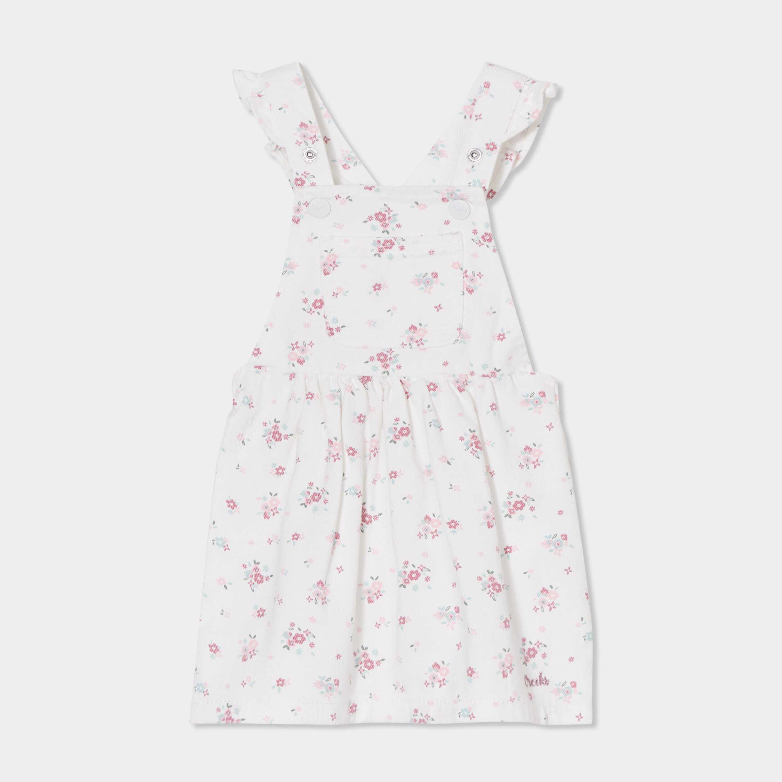 Robe salopette bretelles à volants coton ecru bébé fille CREEKS