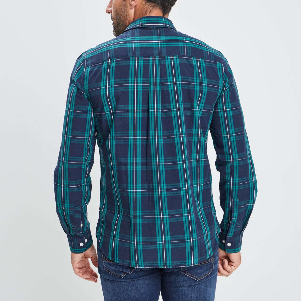 Chemise droite manches 3/4 vert emeraude homme