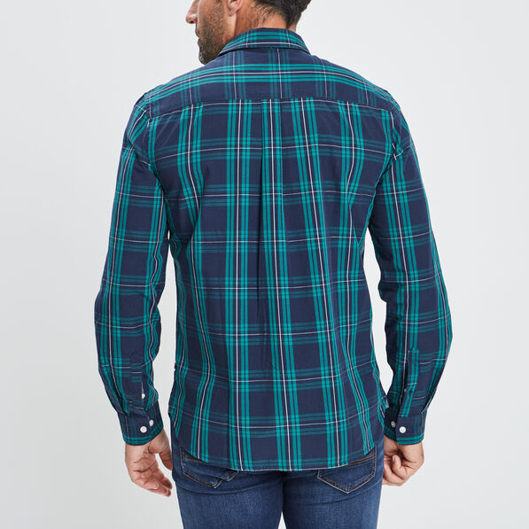 Chemise droite manches 3/4 vert emeraude homme