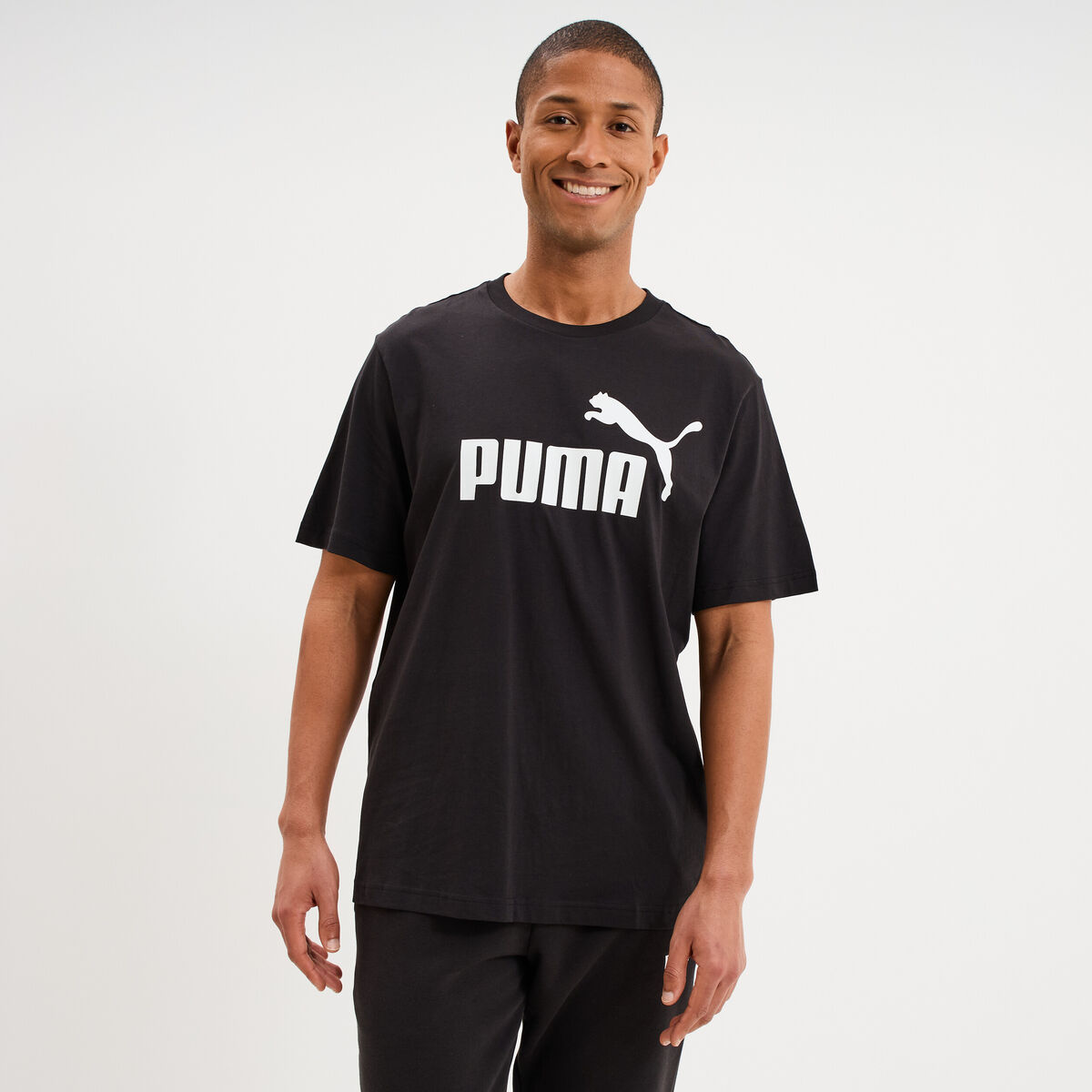 T-shirt droit manches courtes coton Puma noir homme