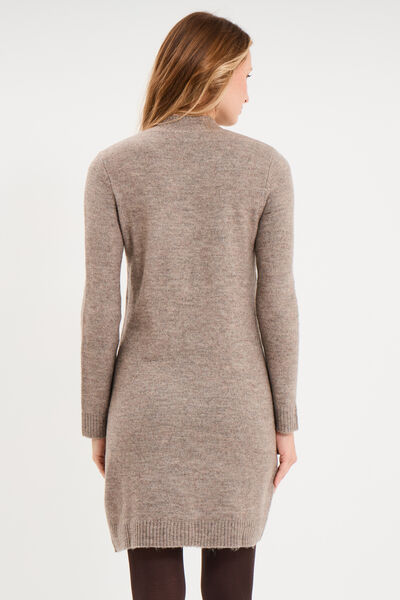 Robe pull col montant manches longues gris femme