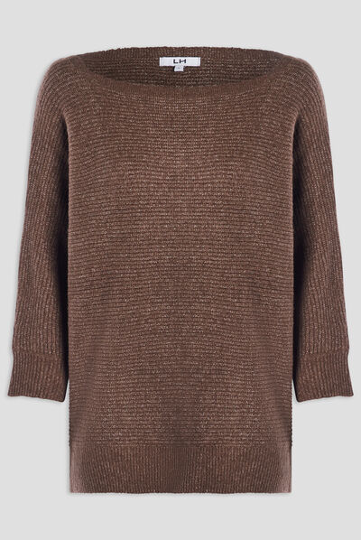 Pull manches 3/4 vert kaki femme