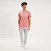 T-shirt manches courtes coton d&eacute;lav&eacute; vieux rose homme