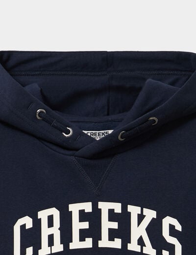 Sweat hoodie 1 poche oversize bleu marine gar&ccedil;on
