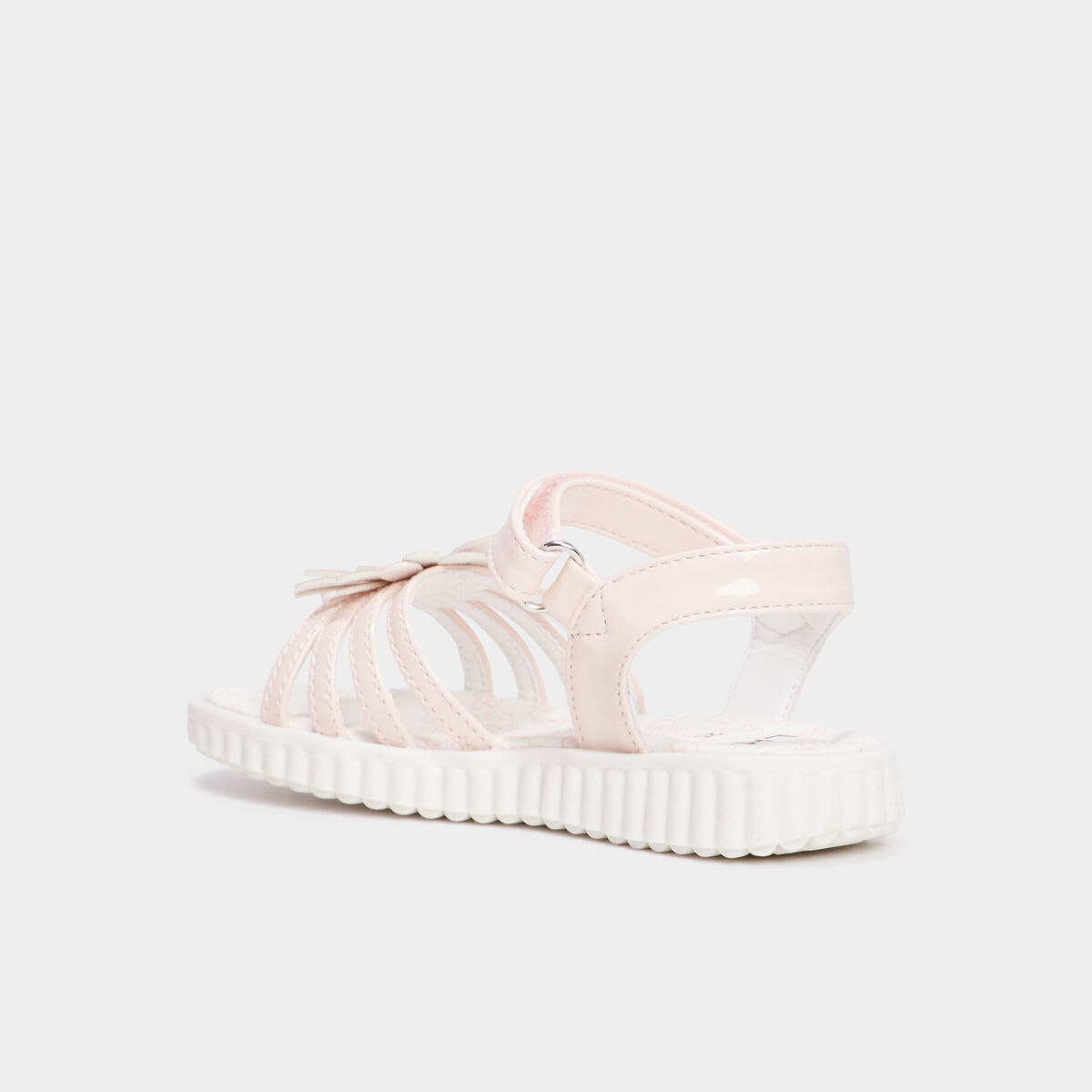 Sandales &agrave; scratchs avec fleurs rose fille
